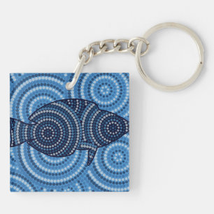 Porte-clefs Peinture à points de poisson autochtone
