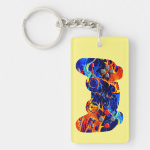 PORTE-CLEFS PEINTURE ABSTRAITE NÉON COLORÉE GAMER