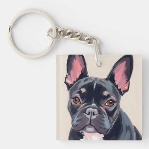 Porte-clefs Peinture aquarelle de chien Bouledogue Français an