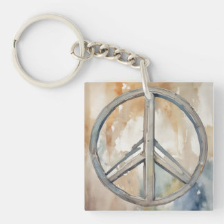 Porte-clefs Peinture aquarelle Signe de Paix Art