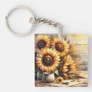 Porte-clefs Peinture aquarelle tournesols