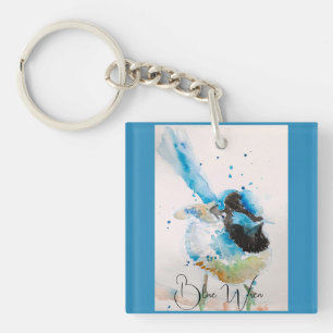Porte-clefs Peinture aquarelle Troglodyte bleu Oiseaux austral