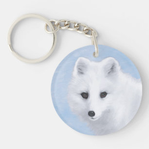 Porte-clefs Peinture Arctic Fox - Art original de la faune