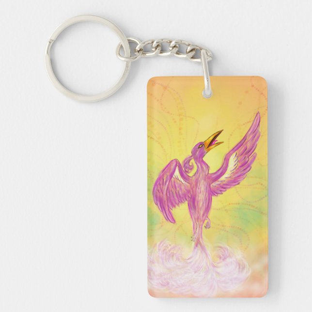 Porte-clefs peinture art imaginaire chinois phoenix levant (Devant)