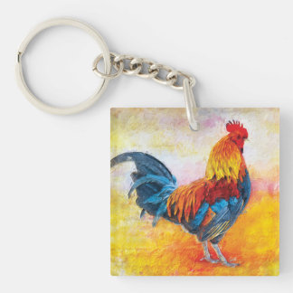 Porte-clefs Peinture colorée d'art numérique de coq