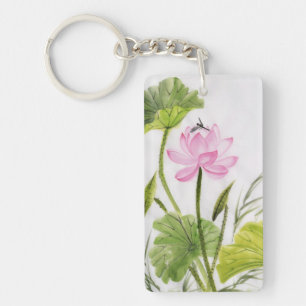 Porte-clefs Peinture d'aquarelle de la fleur de Lotus 2