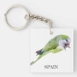 Porte-clefs Peinture d'aquarelle de perroquet vert