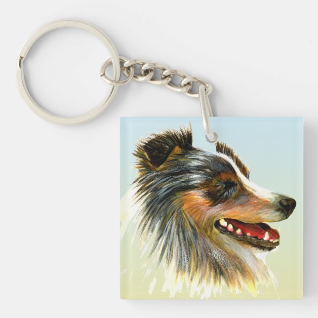 Porte-clefs Peinture d'aquarelle pour chien de garde (Devant)