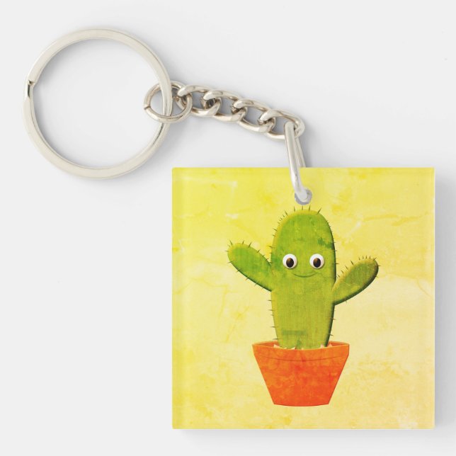 Porte-clefs Peinture de cactus en caricature (Devant)