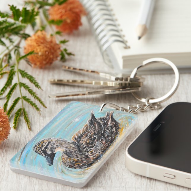 Porte-clefs Peinture de canard à colle féminin (Devant droit)