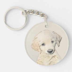 Porte-clefs Peinture de chiot d'or Retriever - Art de chien or