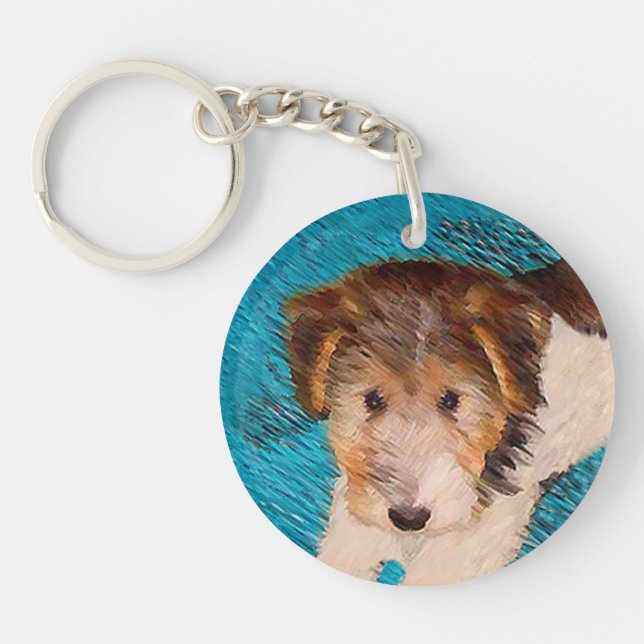 Porte-clefs Peinture de chiot Terrier Fox - Art de chien origi (Devant)