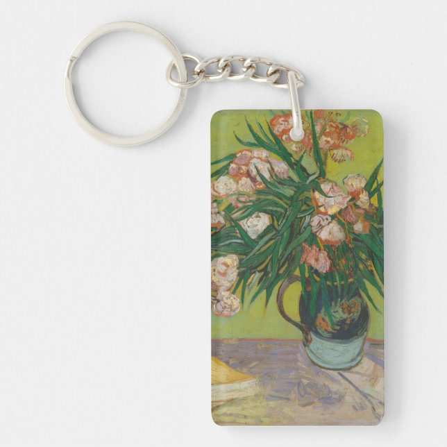 Porte-clefs Peinture de fleurs d'oléandre par Vincent Van Gogh (Devant)