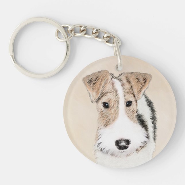 Porte-clefs Peinture de Fox Terrier de fil - art original (Devant)