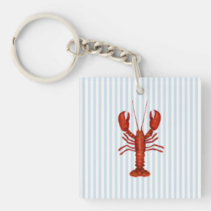 Porte-clefs Peinture de homard Bleu Nautique Bleu Bande Côtièr