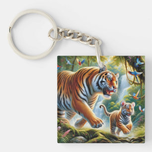Porte-clefs Peinture de l'harmonie de la jungle tropicale