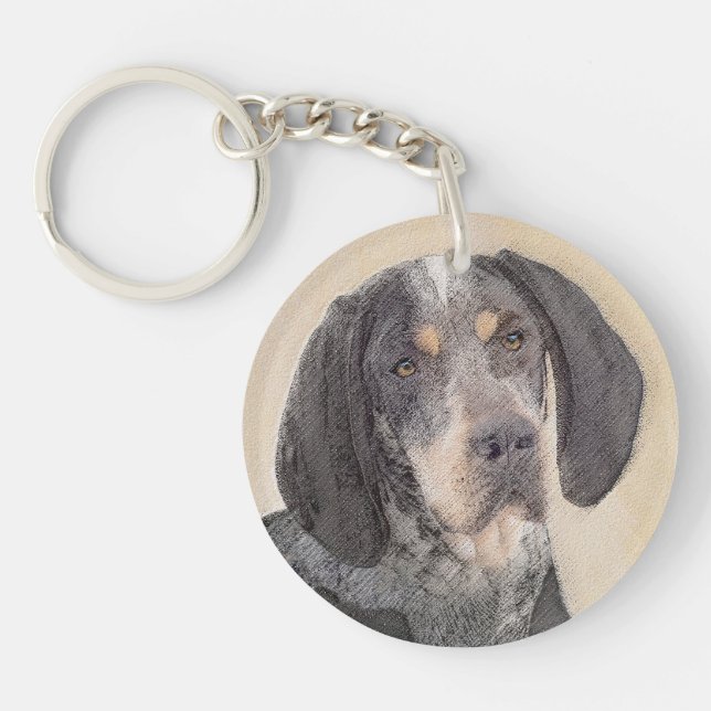 Porte-clefs Peinture de linge bluetick - mignon chien original (Devant)