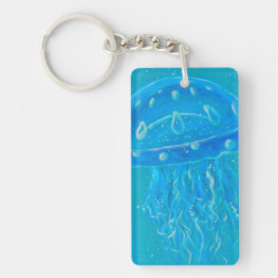 Porte-clefs Peinture de Méduse Bleue