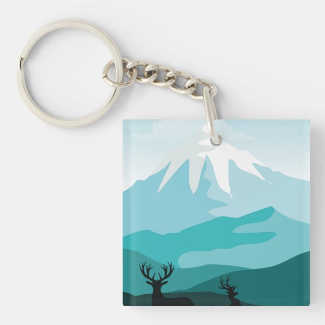 Porte-clefs Peinture de montagne moderne (Devant)