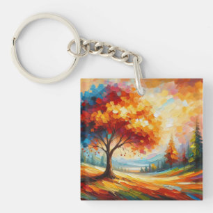 Porte-clefs Peinture de Paysage avec des Couleurs Vives