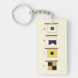 Porte-clefs Peinture de quatre drapeaux avec voile écrite sous