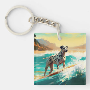 Porte-clefs Peinture de Surf à la Plage dalmate