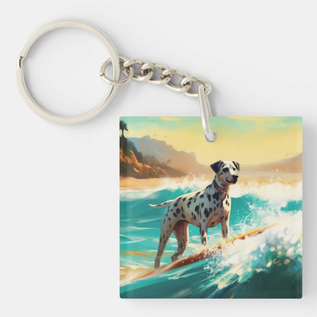 Porte-clefs Peinture de Surf à la Plage dalmate (Devant)