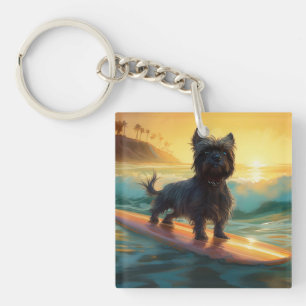 Porte-clefs Peinture de surf de plage Affenpinscher