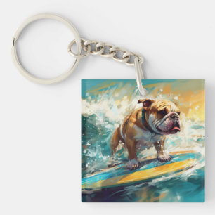 Porte-clefs Peinture de surf sur la plage de Bulldog