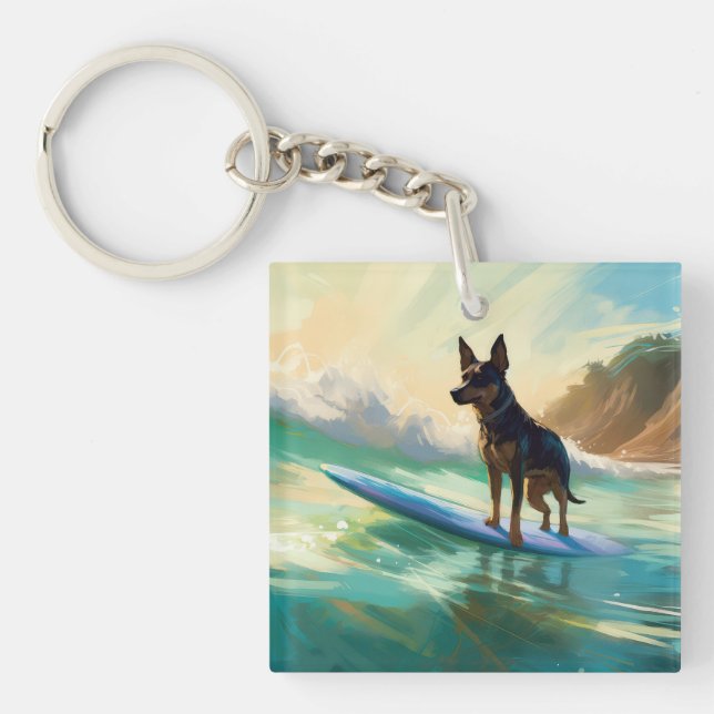 Porte-clefs Peinture de Surf sur Plage de Kelpie Australien (Devant)