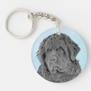 Porte-clefs Peinture de Terre-Neuve - Cute Original Chien Art