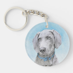 Porte-clefs Peinture de Weimaraner - Art Original de Chien Mig