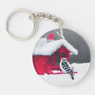 Porte-clefs Peinture Downy Woodpecker - Art original pour oise