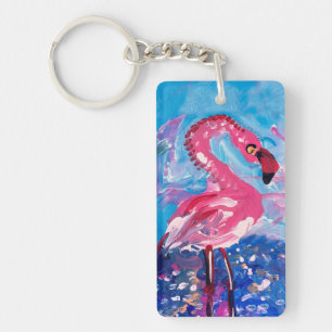 Porte-clefs Peinture Flamant rose