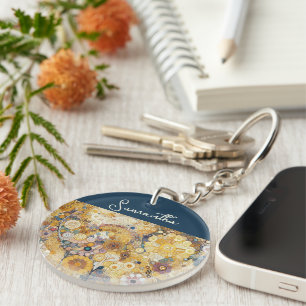 Porte-clefs Peinture florale d'art fin de style Art nouveau an