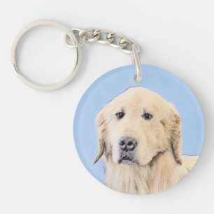 Porte-clefs Peinture Golden Retriever - Joli art original chie