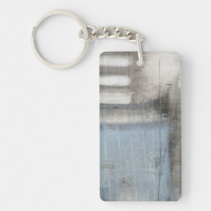 Porte-clefs Peinture grise et bleue abstraite