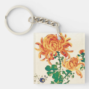 Porte-clefs Peinture japonaise vintage de Chrysanthèmes