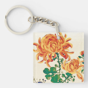 Porte-clefs Peinture japonaise vintage de Chrysanthèmes