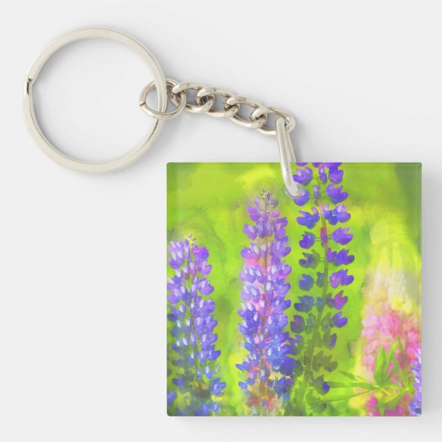 Porte-clefs Peinture Lupine - Art Fleur Original (Devant)
