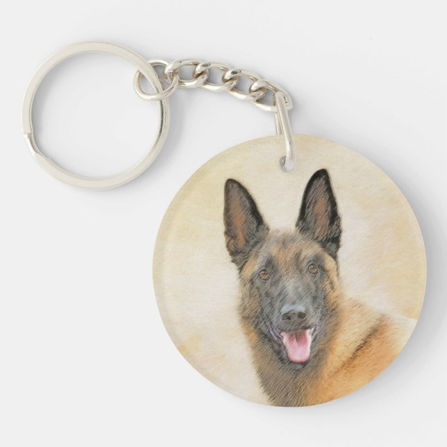 Porte-clefs Peinture Malinoise belge - Cute Original Chien Art (Devant)