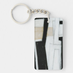 Porte-clefs Peinture noire et blanche abstraite