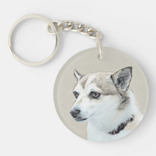 Porte-clefs Peinture norvégienne Lundehund - Art original chie