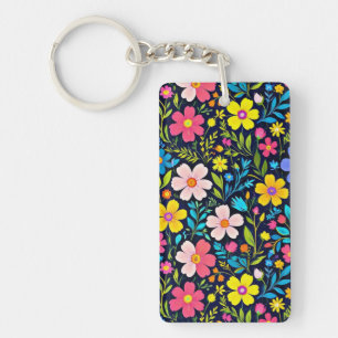 Porte-clefs Peinture numérique florale motif fleurs