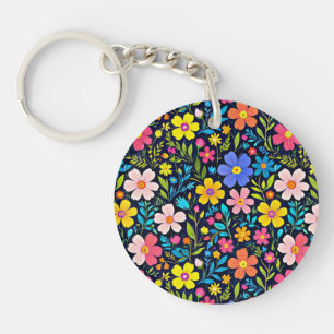 Porte-clefs Peinture numérique florale motif fleurs-38875