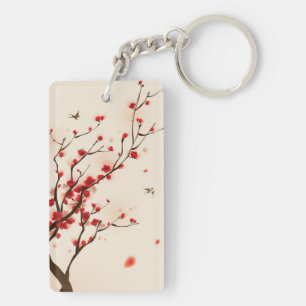 Porte-clefs Peinture orientale de style, fleur au printemps 2