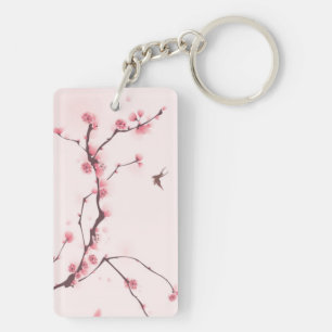 Porte-clefs Peinture orientale de style, fleurs de cerisier