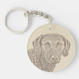 Porte-clefs Peinture originale de chien par Retriever de Chesa
