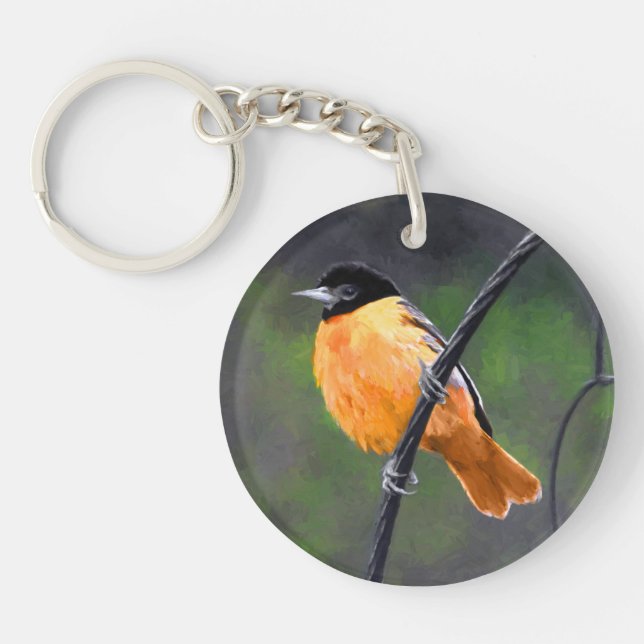 Porte-clefs Peinture Oriole - Art Oiseau Original (Devant)