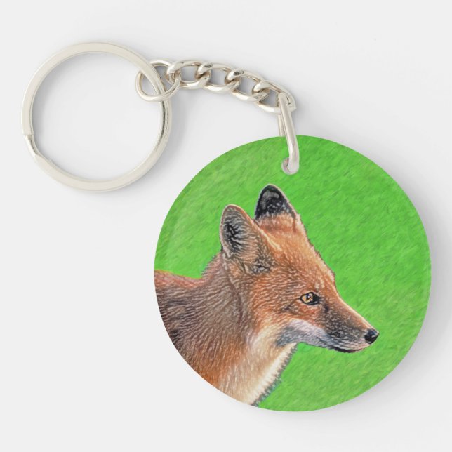Porte-clefs Peinture Red Fox - Art original de la faune (Devant)